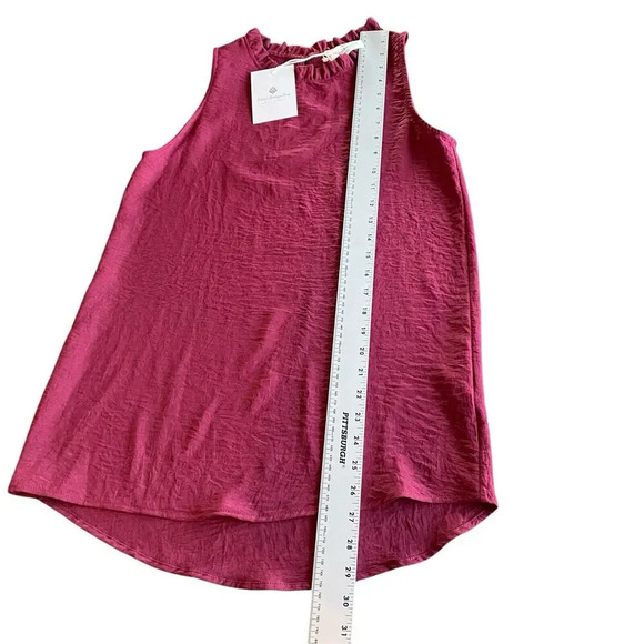 2‎ Bundle Betsy Boutique Keyhole Cinched Neck Tank Burgundy & Cognac Career Sz S - Picture 6 of 15